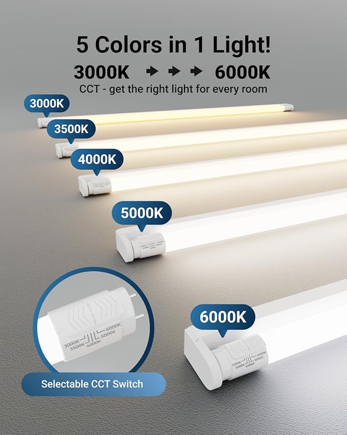 Sunco 30 Pack T8 LED Bulbs 4 Foot, LED Fluorescent Tube Replacement, 4ft LED Tube Light, Ballast Bypass, 18W, 2200 LM, Selectable CCT 3000K/3500K/4000K/5000K/6000K, Single Ended Power, Clear Lens UL