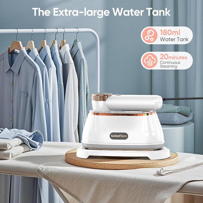 Steamer for Clothes & Iron 2in1, 1200W Travel Steam Iron, 5 Modes LCD, 180ml for 20 Min Steam, UL 141 Tests Passed, White, 120V