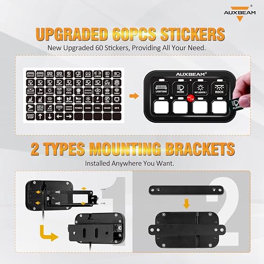 Auxbeam 8 Gang Switch Panel BB80, Universal Circuit Control Relay System Box with Automatic Dimmable On-Off LED Switch Pod Touch Switch Box for Car Pickup Truck Boat ATV UTV, Blue 3 Years Warranty