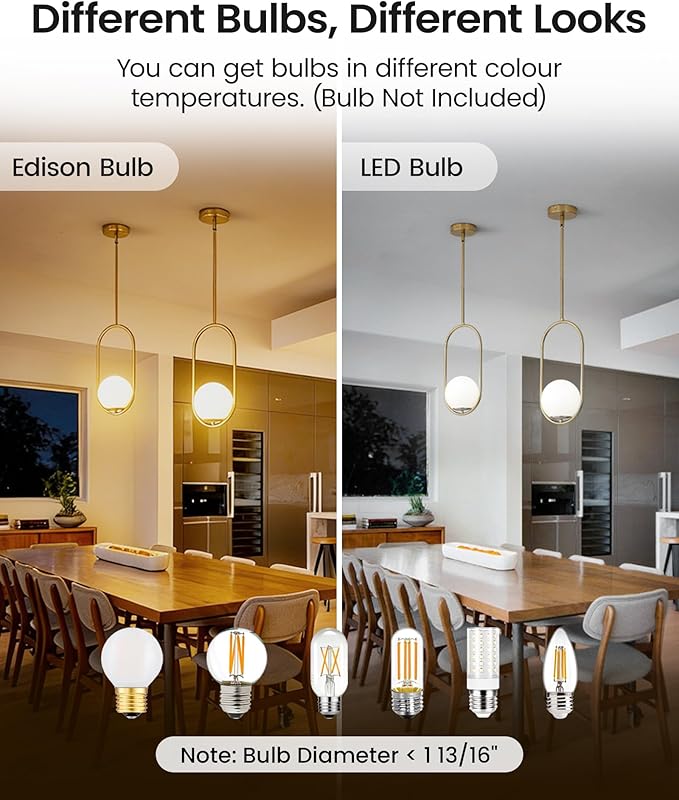 Yunnix Pendant Lights Kitchen Island, Pendant Light Fixtures, 2 Pack Modern Gold Globe Glass Pendant Lighting, Brass Mid Century Chandelier One Light for Bathroom Bedroom Dining Room