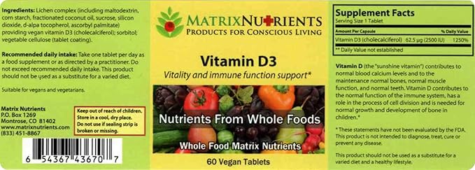 ビタミンD3 - 他社製品より強力！ - 62.5mcg (1,000IU) 最高の吸収率、100%オーガニック天然成分 - 強力な免疫サポート！ - ヴィーガンタブレット (60錠)