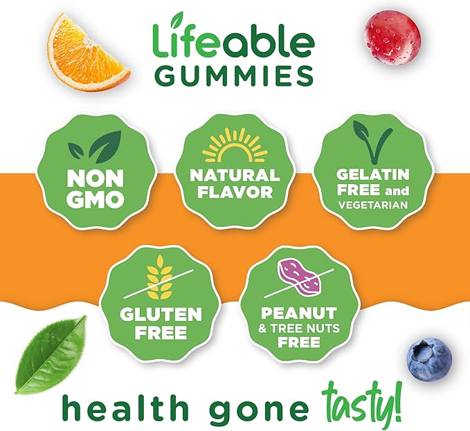 Lifeable Vitamin D3 K2 Gummies for Adults | 1000iu D3 and K2 100mcg | Great Tasting D3 and K2 Supplements | for Immune Support | VIT D3 K2 for Adults, Men, and Women | 60 Gummies