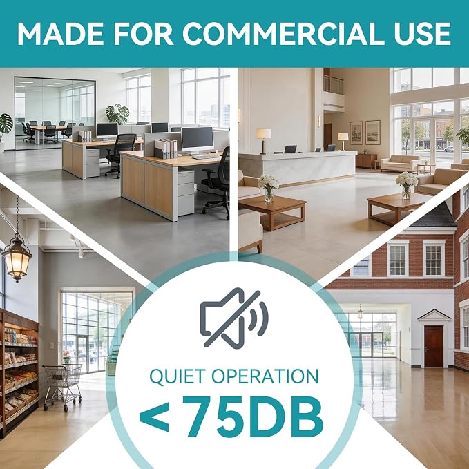 17" Walk Behind Commercial Floor Scrubber, 24" Squeegee Width | Battery Powered Cordless Floor Cleaner Polisher , 24000 SqFt/H Efficient Cleaning for Office Cafe Clinic Retail Store