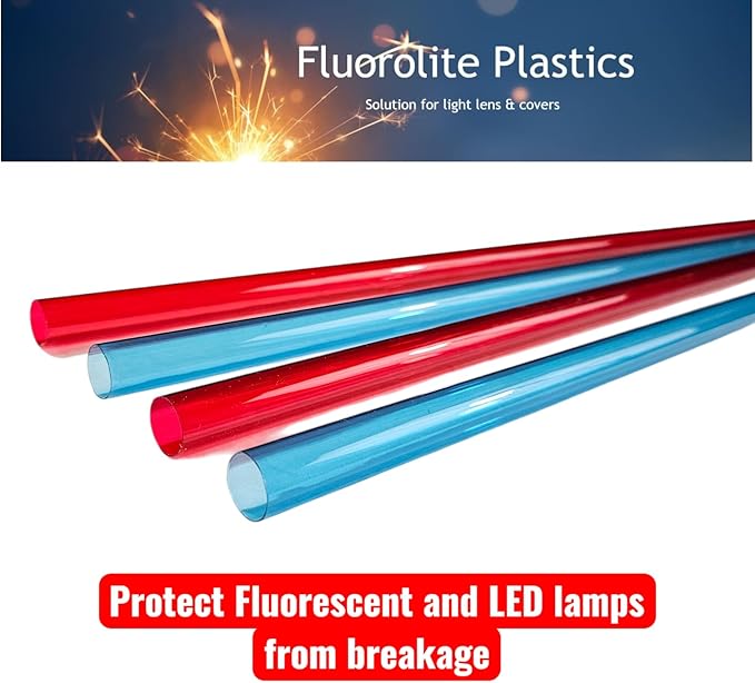 T5 F28 4' | T-5 Tube Lamps Sleeves | 48" Fluorescent Tube Guard with End Caps | 3/4" Wide | Fluorolite Plastics | Color: RED AND BLUE | 6 Pack