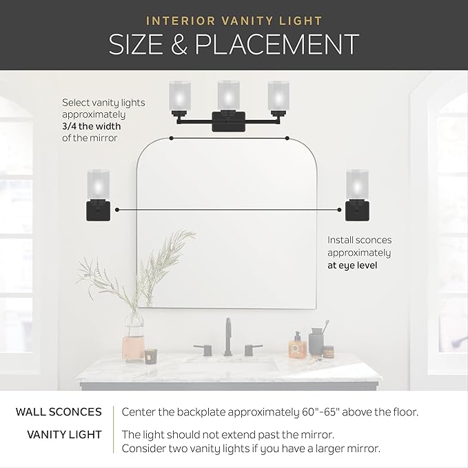 Kichler Madden 4-Light Bathroom Vanity Light Fixture with Clear Glass Shades in Champagne Bronze, Modern Wall Mount for Single or Double Vanity Over Mirror (10.5" x 34"), 55186CPZ