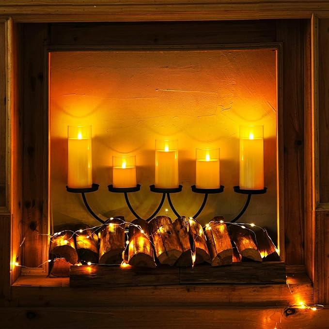 Homemory Pure White Flickering Flameless Candles, Battery Operated Acrylic LED Pillar Candles with Remote Control and Timer, Set of 9