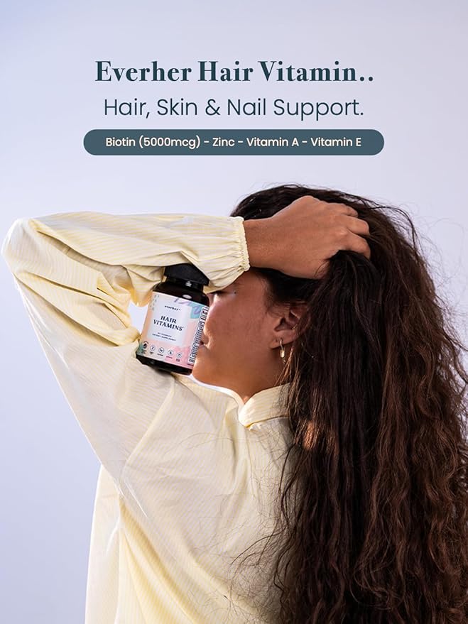 Hair Vitamins | 5000mcg Biotin | Non-GMO, Vegetarian | Promotes & Strengthens Hair | 1-Month Supply