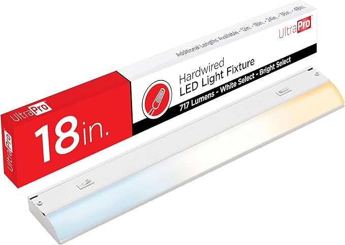 UltraPro 18 inch Hardwired Under Cabinet Lights, 3 Color Settings - 2700K/4000K/5000K - Warm White, Cool White, and Daylight, Under Cabinet Lighting, Dimmable Under Counter Lights for Kitchen, 45367