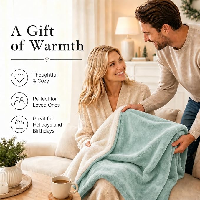 Electric Heated Blanket Full Size 72"x84" – ETL Certified for Safe Overnight, 4 Heat Settings & 10H Auto Off, Dual-Sided Microplush Sherpa for Home Theater Night, Machine washable – Onsen Green