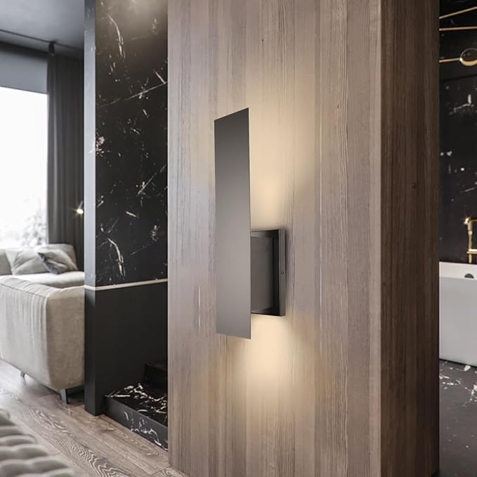 Edwarmlux Indoor Wall Sconces, Modern Wall Lights, Up and Down Wall Mount Light, Dimmable Hardwired Wall Light for Bedroom, Living Room, Hallway, GU10 Bulbs Excluded, 2 Pack (Matt Black)