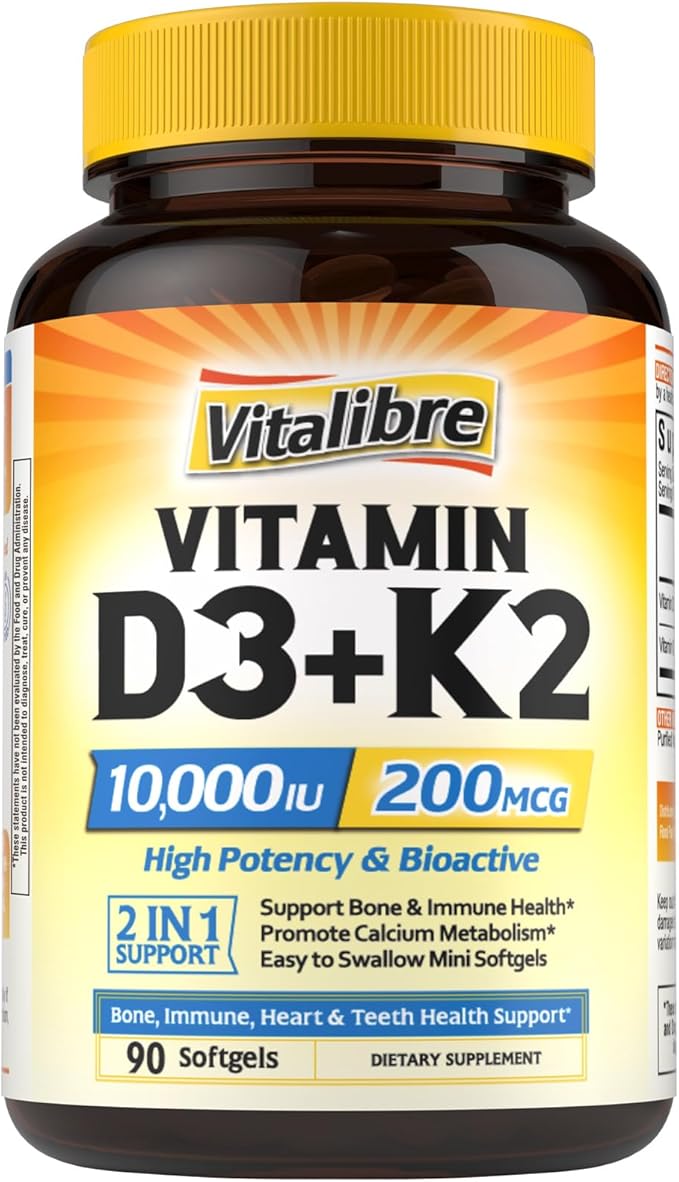 ビタミンD3 K2サプリメント 10000 IU ソフトジェル90粒とクエン酸マグネシウム 420mg ビタミンD3 & B6配合カプセル120粒