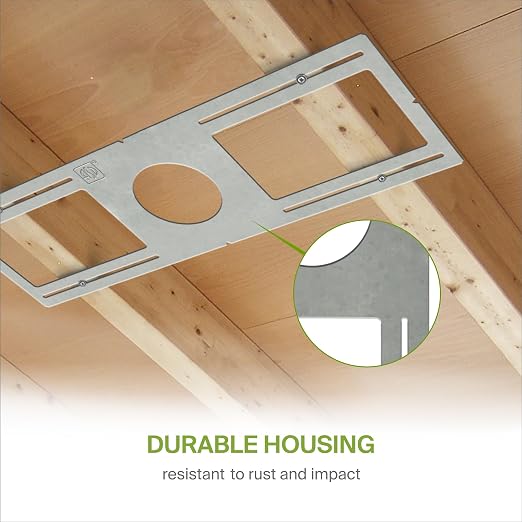 ASD 72 Pack New Construction Mounting Plate with Symmetric Round Hole - 4" Flat Steel Rough-in Wafer Light Bracket, LED Recessed Lighting Housing