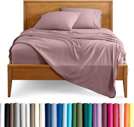 Bare Home Full XL Sheet Set - 1800 Ultra-Soft Microfiber Full Extra Long Bed Sheets - Double Brushed - Deep Pockets - Easy Fit - 4 Piece Set - Bedding Sheets & Pillowcases (Full XL, Mauve)
