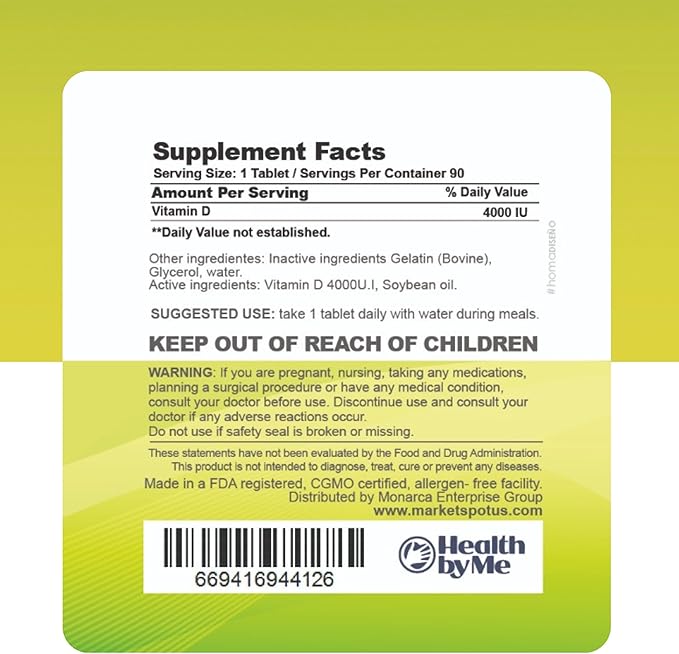 Complément de Vitamine D3 - Soutient la Santé des Os, des Dents, des Muscles et du Système Immunitaire - Vitamine D 4000 UI - 90 Gélules, 3 Mois d'Approvionnement