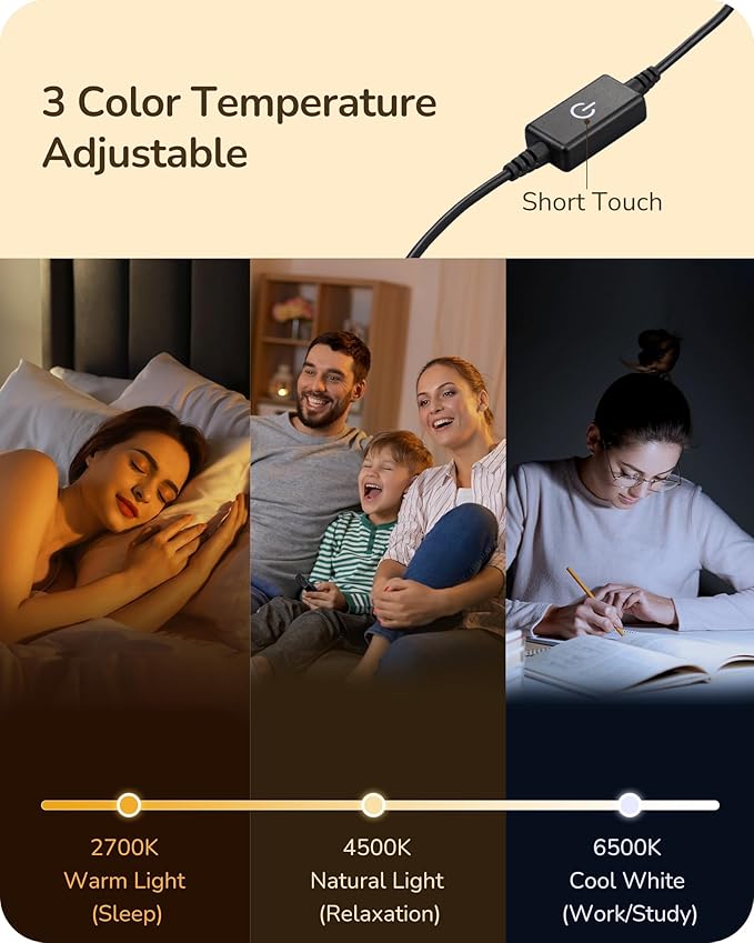 EDISHINE LED Table Lamp, Stepless Dimmable Bedside Lamp with 3 Color Temperature, Modern Nightstand Lamp, Upgraded Desk Lamps for Bedroom, Living Room, Corner, Gift, Metal Finish, Gold, 6W