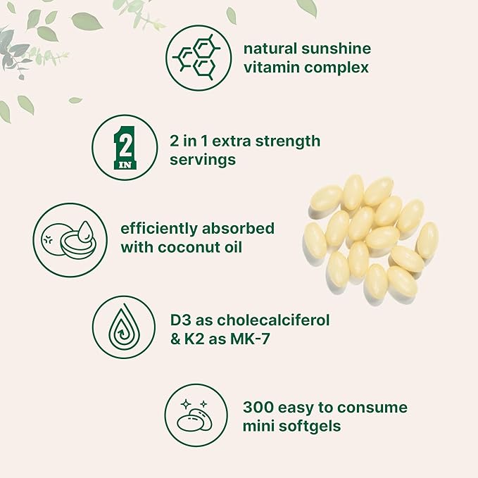 Micro Ingredients Vitamine D3 10 000 UI + K2 200 µg Gélules molles d'huile de coco & Supplément Crinière de Lion 240 gélules végétales Lot de 2 | Vitamines essentielles du soleil | Antioxydants aux champignons superaliments avec L-