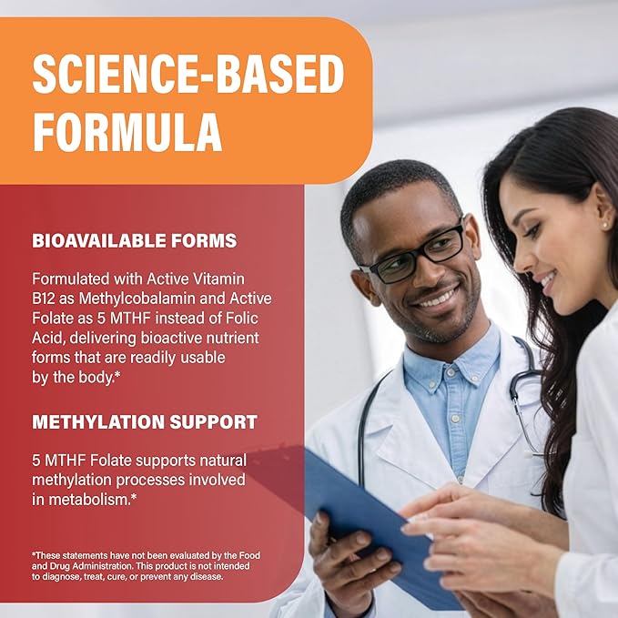 Vitamine B Complexe - B1 | B2 | B3 | B5 | B6 | Biotine | B12 | 5-MTHF - Astragale & Mélange d'aliments entiers - Énergie, Métabolisme & Cerveau - Vitamines B pour femmes et hommes - Fabriqué aux États-Unis - 60 gélules, approvisionnement de 60 jours