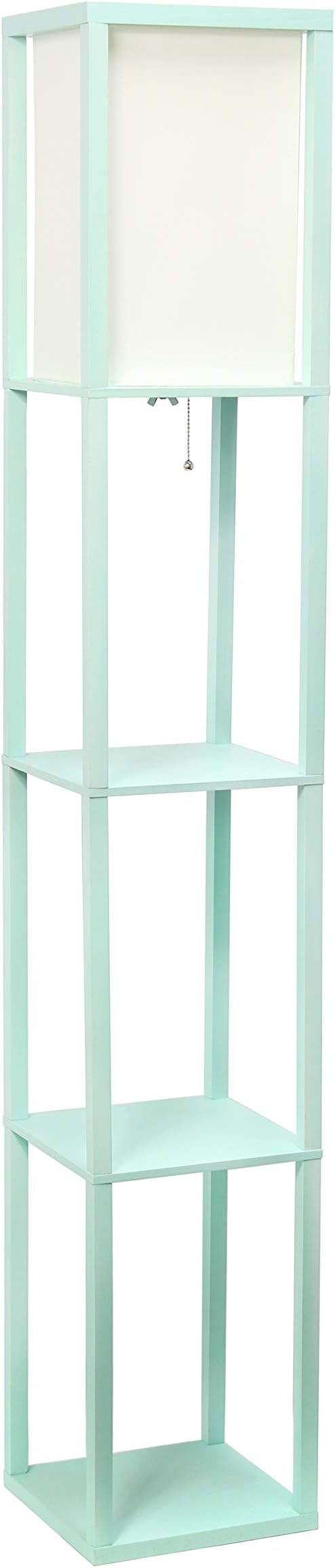 Simple Designs LF1014-TAN Etagere Organizer Storage Shelf Linen Shade Floor Lamp, Tan