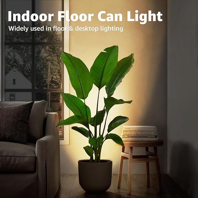 SUNVIE 2 Pack Uplighting Indoor Floor Can Light, 5W Up Lights with 2700K LED GU10 Bulbs, Uplights Floor Spot Lights Indoor for Home Accent Lighting, 5.9 FT Plug Cord & Foot Switch