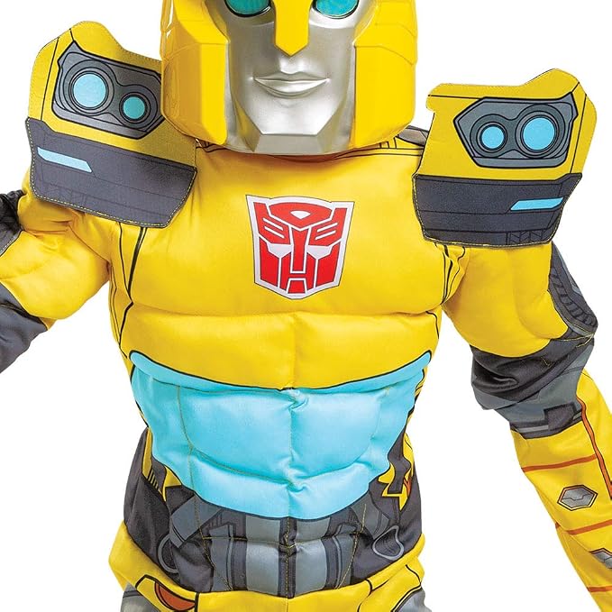 Disguise Kid's Transformers Bumblebee Muscle Costume - Child Bumblebee Cosplay Outfit - Boys & Girls Transformers Costumes M