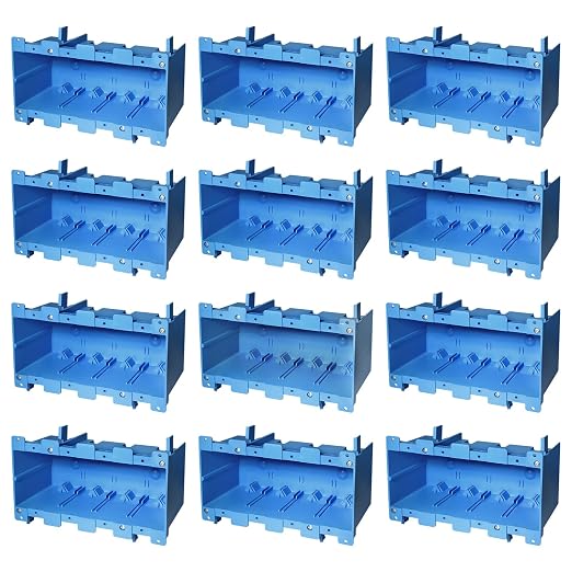 4 Gang Old Work Electrical Box,Blue,71 Cu.in.Switch/Outlet Box,7-3/4-Inch Length by 5-1/3Inch Width by 3-1/2Inch Depth,PVC Old Work Outlet Box for Constructions, ETL Certified(12 Pack)