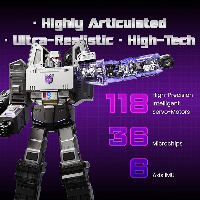 Robosen Megatron Auto-Converting Transformers Robot, G1 Series, Gray, Premium Action Figure, Interactive Toy for Ages 12+