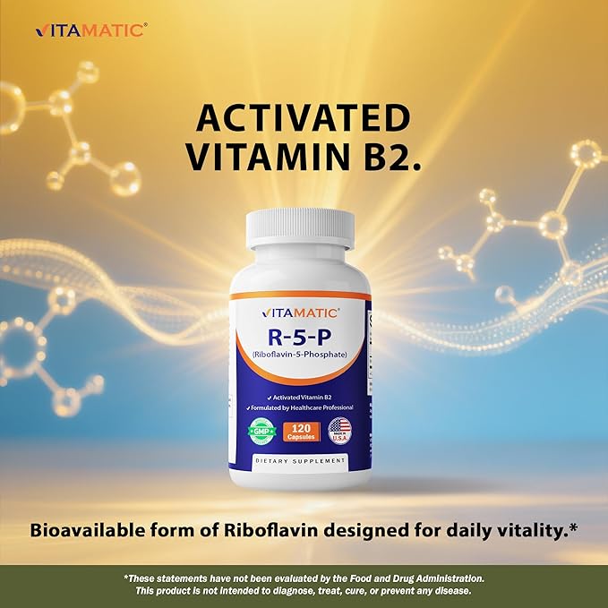 Vitamatic R-5-P リボフラビン-5-リン酸（ビタミンB2）50mg | 120カプセル | 高効能、飲みやすい植物性カプセル