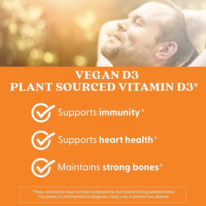Doctors Best Vegan Vitamin D3 2500 IU Veg Caps - Vegan Vitamin D Supplement for Men & Women, Helps Support Calcium Absorption, Heart Health & Immune Support, 62.5 mcg per Serving - 60 Veggie Capsules