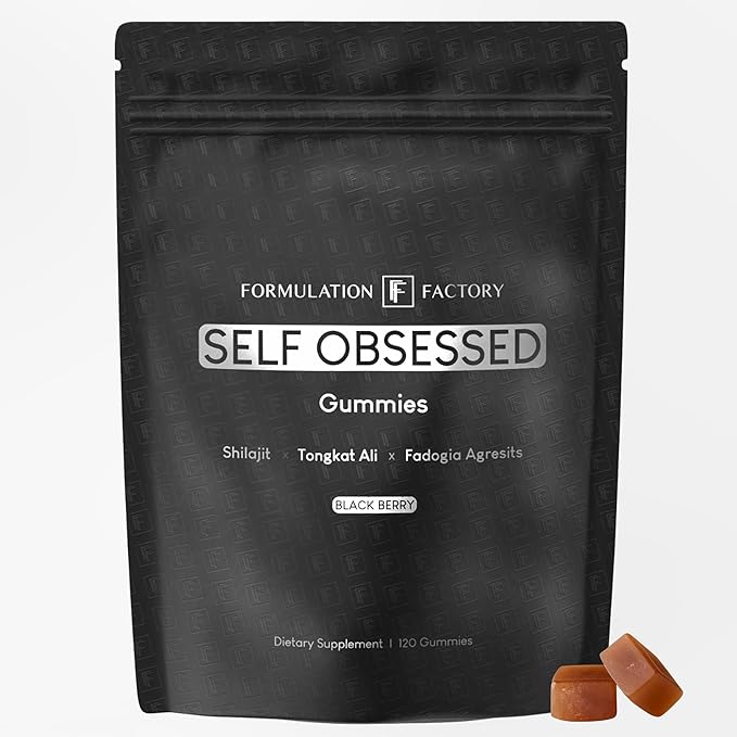 Formulation Factory Self Obsessed Shilajit Gummies for Men, Shilajit + Tongkat Ali + Fadogia Agrestis Supplement, Energy, Strength, Drive & Vitality Support, (2 Month Supply – 120 Count, Pack of 1)