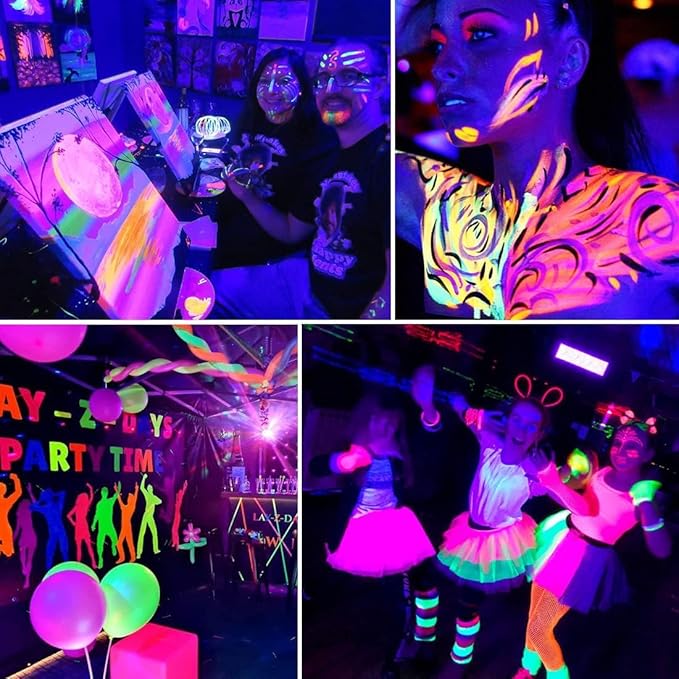 THECHAM 2 Pack 100W LED Black Lights Bar, Black Light for Glow Party, 385-400nm Blacklight Flood Light for Blacklight Party, Bedroom, Halloween, Fluorescent Poster, Body Paint
