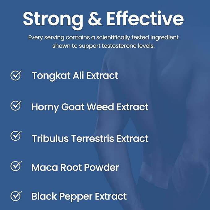 Testosterone Booster for Men (3rd Party Tested) Maca, H Goat Weed, Tongkat Ali, Tribulus - Stamina - Muscle Growth Testosterone Supplement for Men