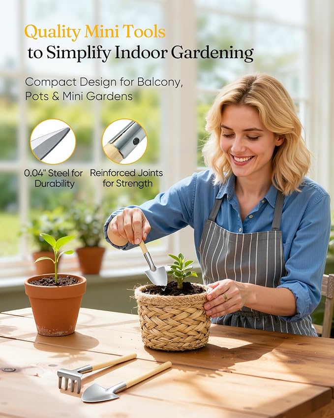 Grenebo 12-Piece Womens Gardening Tools Gift Set, Rust-Proof & Heavy-Duty Garden Tools with Durable Carrying Case, Fashionable & Thoughtful Gardening Gifts for Women&Men (Pink-Silver)