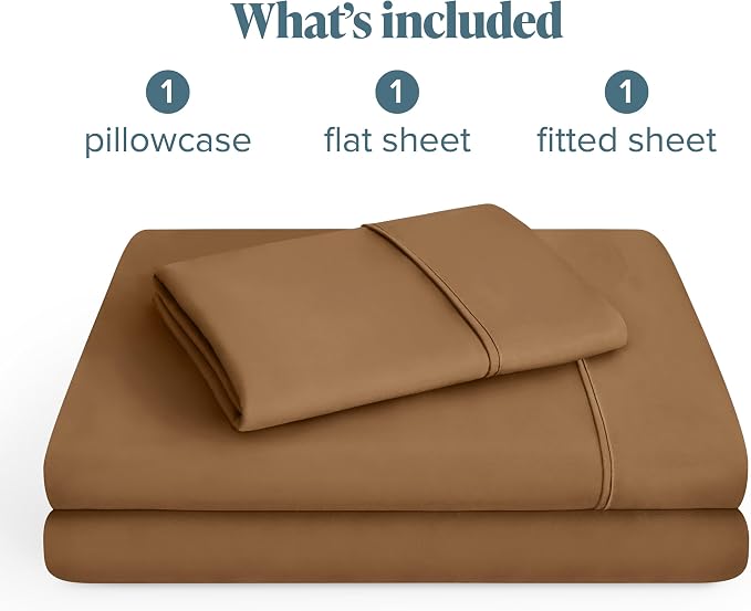 Bare Home Twin Sheet Set - 1800 Ultra-Soft Microfiber Twin Bed Sheets - Double Brushed - Deep Pockets - Easy Fit - 3 Piece Set - Bedding Sheets & Pillowcases (Twin, Caramel)