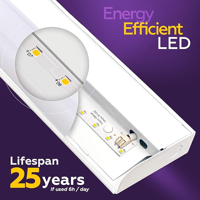 Hardwired LED Under Cabinet Task Lighting - 14 Watt, 21", Dimmable, 5000K (Day Light), Wide Body, Long Lasting Metal Base with Frost Lens