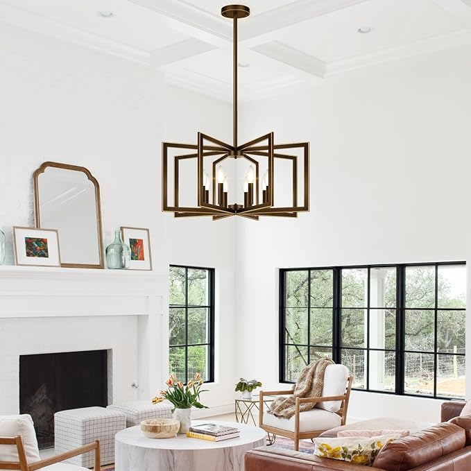 25"-61" Height Adjustable Modern Oil-Rubbed Bronze Chandelier for Dining Room, No Assembly Required Dining Room Light Fixture Over Table, Industrial Metal Pendant Lights Fixture for Kitchen Island