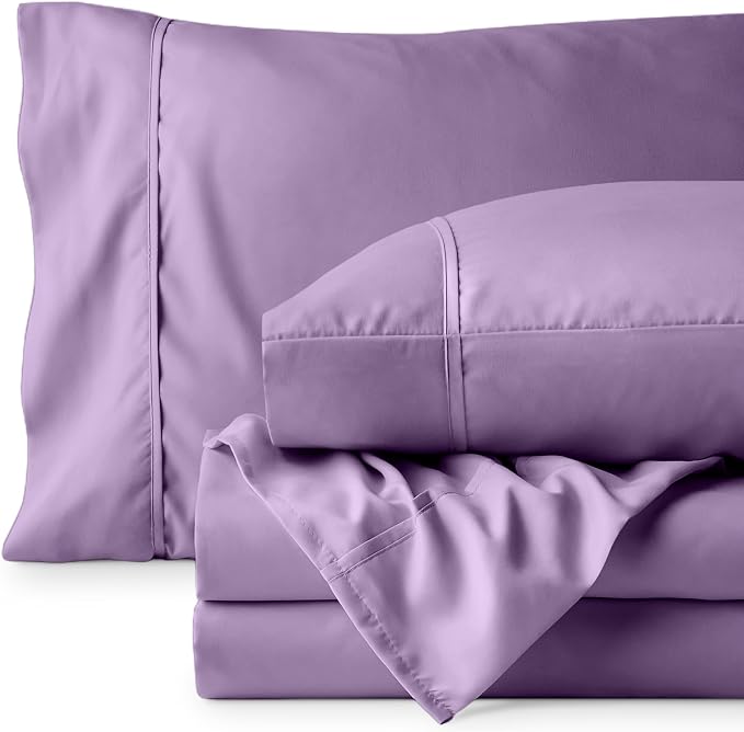 Bare Home Split Head Flex King Sheet Set - 1800 Ultra-Soft Microfiber Bed Sheets - Double Brushed - Deep Pockets - Easy Fit - 4 Piece Set - Bedding Sheets & Pillowcases (Lavender)