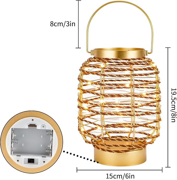 Set of 2 Battery Operated Table Lamp 7.7 "H Metal Cage LED Cordless Lamp with 6-Hour Timer, Vintage Decorative Fairy Lights Lantern for Indoor/Outdoor Bedrooms Weddings Parties Patio Events