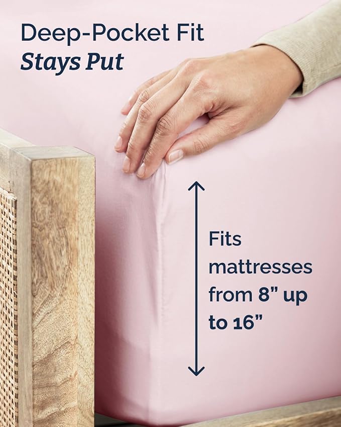 Twin XL 4 Piece Sheet Set - Comfy Breathable & Cooling - Soft Hotel Luxury Bedding Set with 8-16 Inch Deep Pockets - 1 Flat & 1 Fitted Sheet & 2 Pillowcases - Wrinkle Free & Easy Care - Lavender Pink