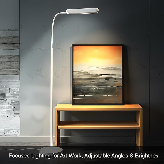 FRIDEKO HOME 2 Pack Dimmable LED Floor Lamps,1800LM 4CCT Gooseneck Light w/Remote& Touch Control, Eye-Friendly Task Lamp for Painting Over Chair Crafts Lash Extensions Bedroom Office Living Room White