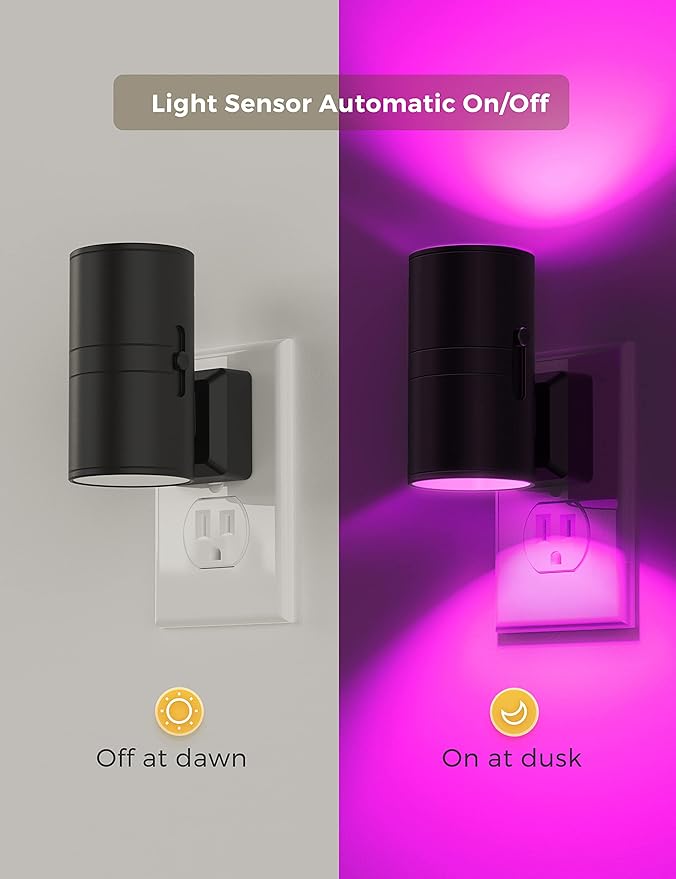 L LOHAS LED Night Light, Night Lights Plug into Wall, Color Changing Nightlight RGB with Light Sensor, Home Decor for Kids Gifts, Halloween, Christmas, Holiday, Hallway Bedroom Kids’ Room, 2 Pack