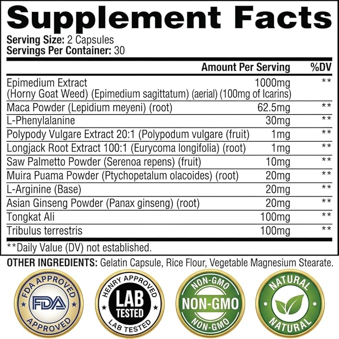 Testosterone Booster for Men Primal Viking (3rd Party Tested) Maca, Horny Goat Weed, Tongkat Ali, Tribulus - Premium Testosterone Supplement for Men Libido Ultra - Builder Pills