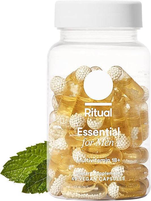 Ritual Multivitamine Homme 18+ avec Zinc, Vitamine A et D3 pour le Soutien de la Fonction Immunitaire*, Oméga-3 DHA, B12, K2, Sans Gluten, Sans OGM, Végétalien, Arôme Menthe, Approvisionnement de 30 Jours