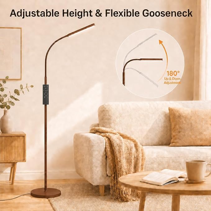 Wio-Mio Led Floor Lamps with 15w/1000lm Bright LED Floor Lamp with Stepless Adjustable 3000K-6000K Colors and Dimmer, Remote and Touch Control Reading Lamp, Adjustable Floor Lamp for Living Room