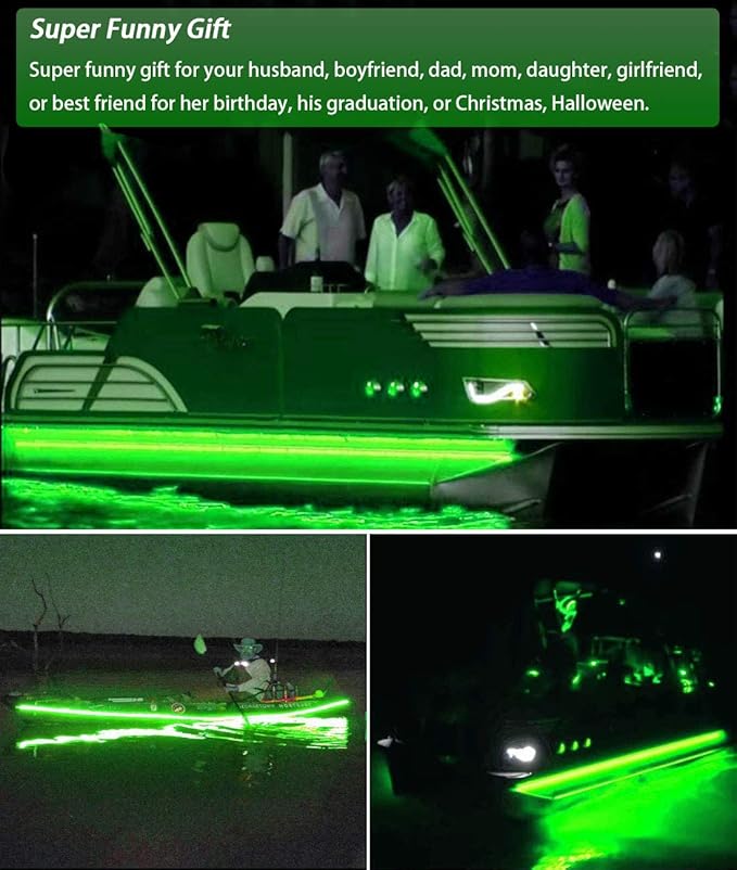 Seaponer Pontoon Boat Light - LED Strip for Duck, Bass, Sail, Kayak - Flexible Deck & Interior Courtesy Lights - Green, 12v