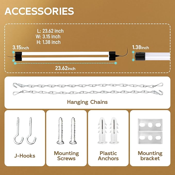 hykolity 4 Pack 2FT LED Shop Lights, 22W (200W Equivalent) 2400LM, 5000K Daylight White, Linkable Garage Light for Ceiling, Workshop, Basement, Hanging or Surface Mount with Plug,Black - ETL