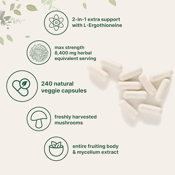 Micro Ingredients Vitamine D3 10 000 UI + K2 200 µg Gélules molles d'huile de coco & Supplément Crinière de Lion 240 gélules végétales Lot de 2 | Vitamines essentielles du soleil | Antioxydants aux champignons superaliments avec L-
