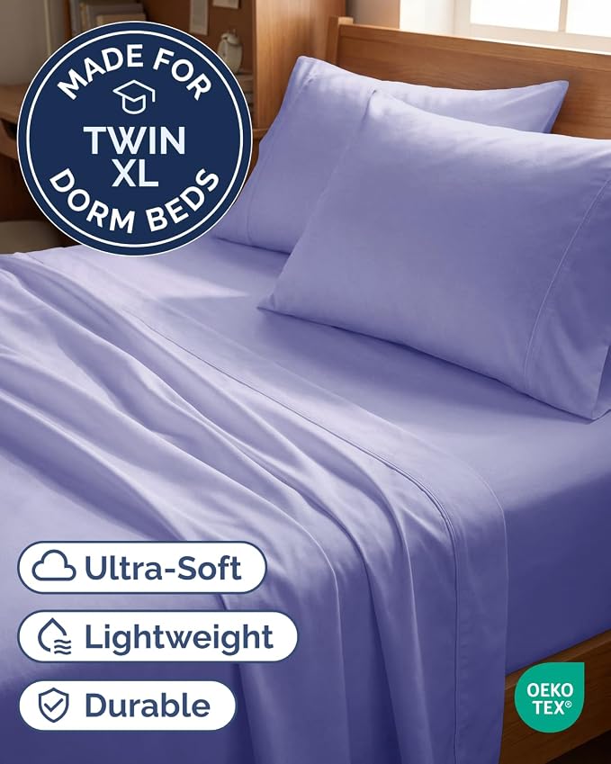 Twin XL 4 Piece Sheet Set - Comfy Breathable & Cooling - Ultra-Soft Hotel Luxury Bedding Set w/ 8-16 Inch Deep Pockets - 1 Flat & 1 Fitted Sheet & 2 Pillowcases - Wrinkle Free & Easy Care - Lavender