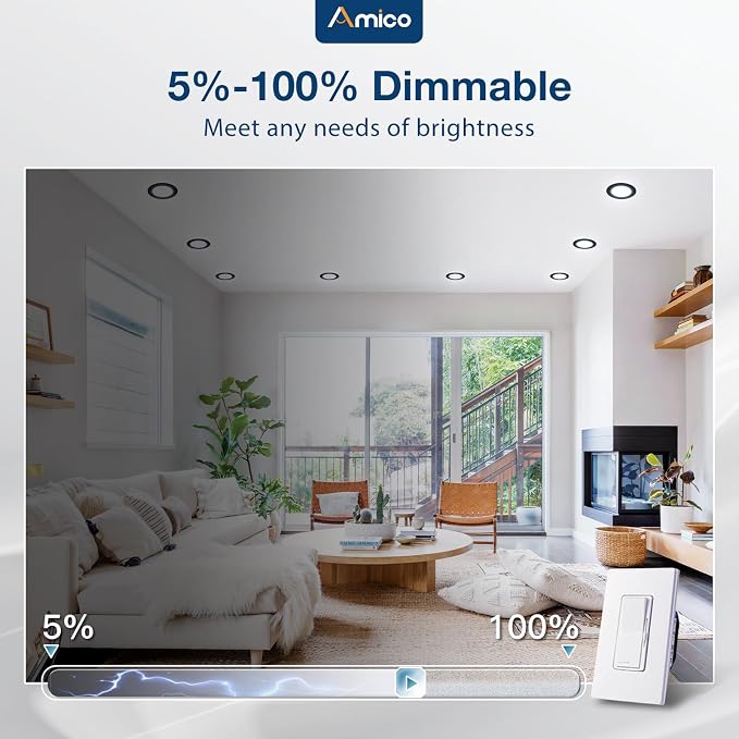 Amico Recessed Lighting 5/6 Inch, 12 Pack 5CCT Flat LED Can Lights, 2700K/3000K/4000K/5000K/6000K Selectable,12W Eqv 110W, 1050LM Brightness, Retrofit Installation - ETL & FCC, Black
