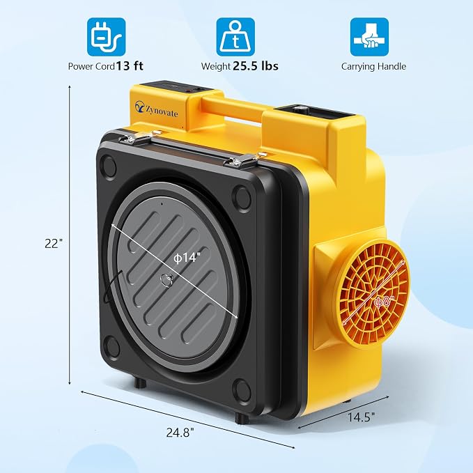 Air Scrubber 800 CFM with 4-Stage Filtration, Stackable Negative Air Machine for Home, Industrial and Commercial Use, Water Damage Restoration Equipment, Airborne Cleaner HEPA Scrubber with 4 Filters