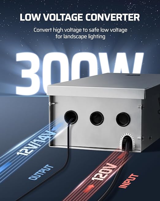 DEWENWILS 300W Wi-Fi Low Voltage Landscape Transformer with 3 Zones, 2.4Ghz Smart Low Voltage Transformer for Outdoor Lights, 120V AC to 12V/14V AC, Work with Alexa & Google Assistant, FCC Listed